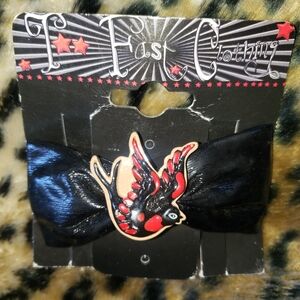 TOO FAST TATTOO BIRD SWALLOW RESIN BOW BARRETTE NIP HOT TOPIC GOTH  ROCKABILLY